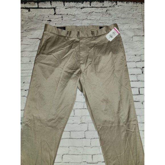 Nordstrom Mens Shop Dress Pants 38x32 Athletic Fit Non-Iron Chino Khaki NWOT - Picture 4 of 12